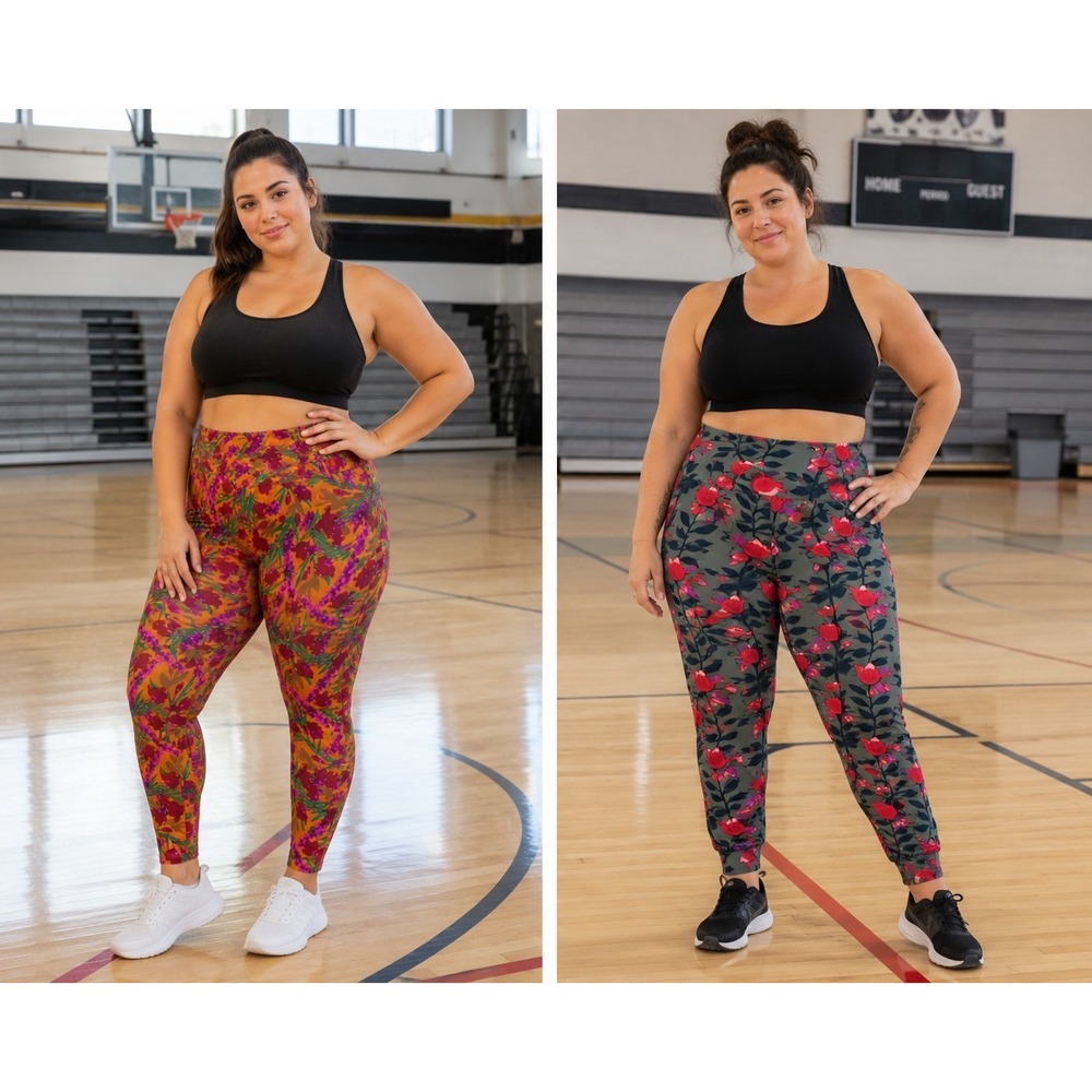LULA ROE Two Pair Floral Tall And Curvy Leggings Fit Sizes 12 To 22 -2466